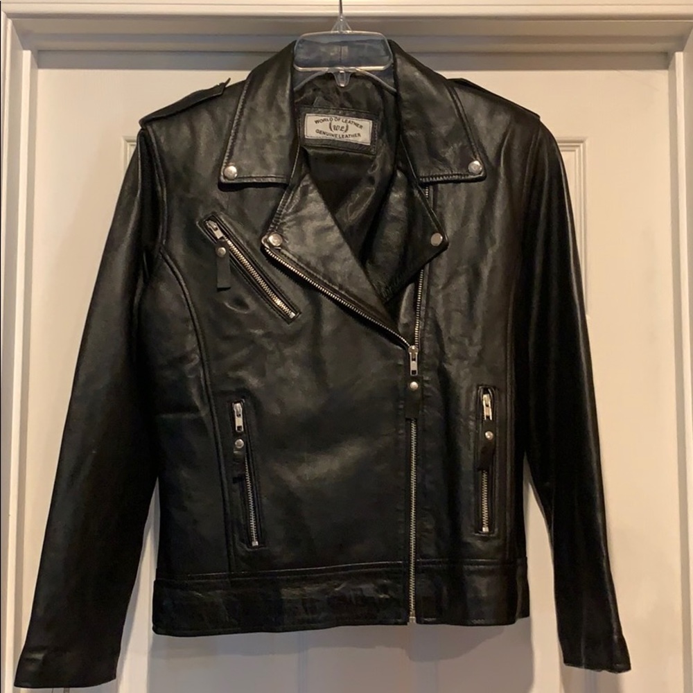 Leather motorcycle jacket